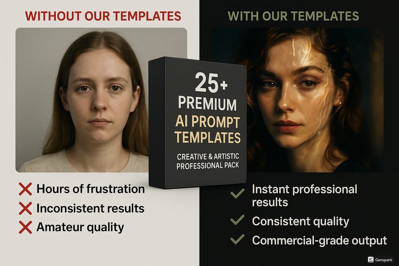 25+ Premium AI Prompt Templates – Creative & Artistic Professional Pack | Collection for Midjourney, DALL-E & More